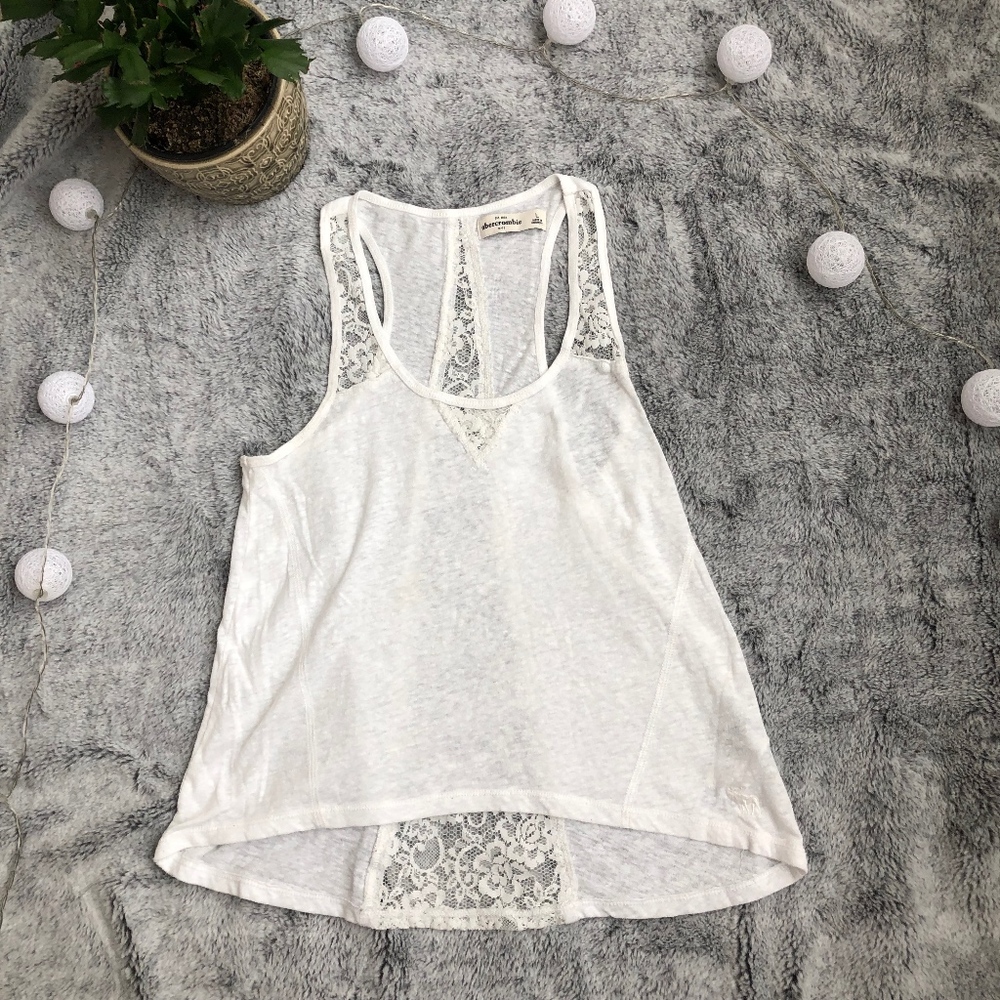 Abercrombie Kids Girl's Lace Cream Tank Top Size L